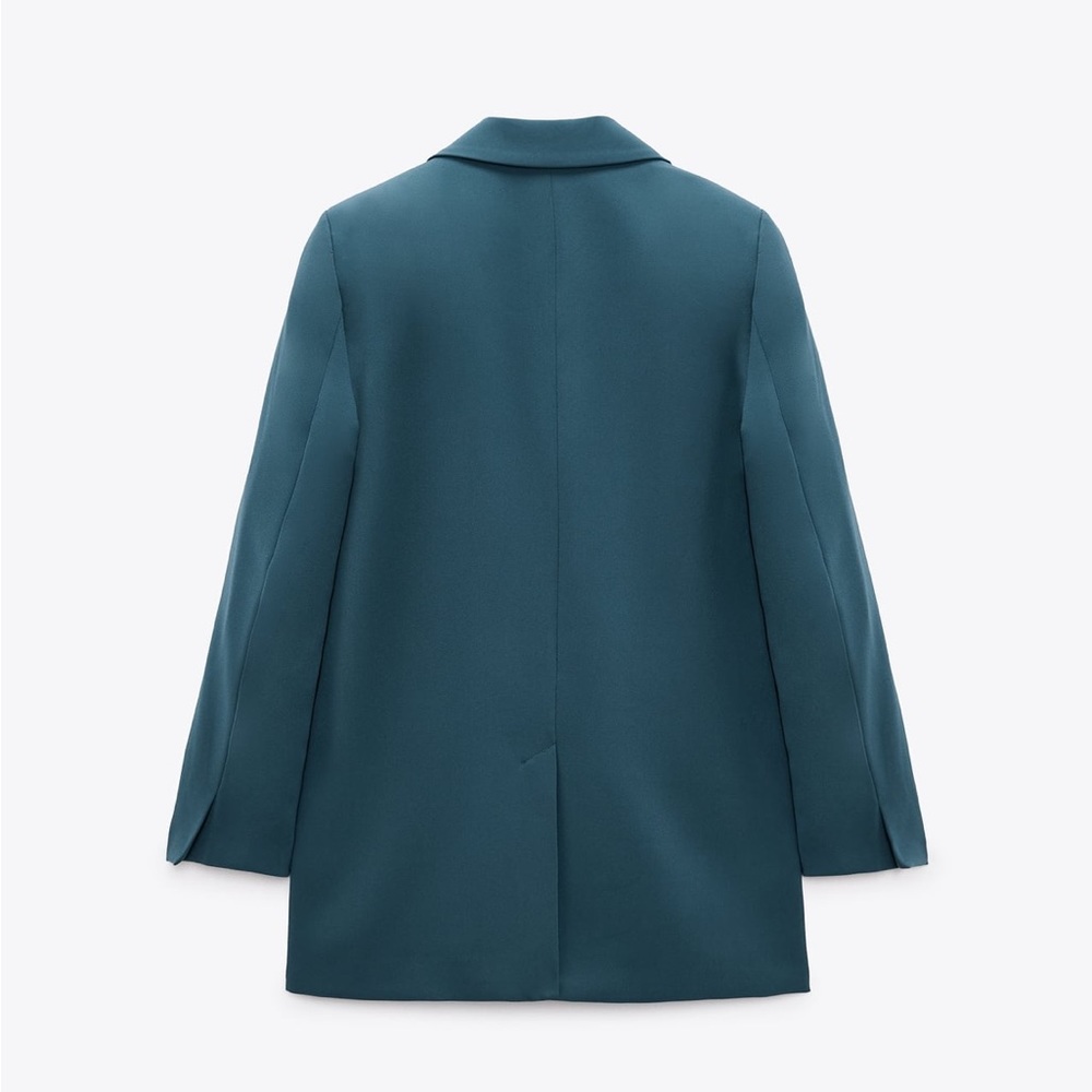 Zara FLOWY LONG BLAZER. Indigo Color. Size XS. New with Tags. - Picture 6 of 10